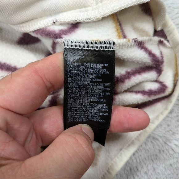 The North Face Jacket Women's M White Glacier Alpine Stripe Fleece Aztec Hoodie  - Picture 7 of 9